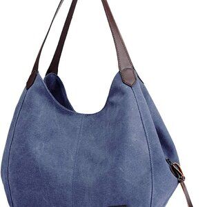Women's Multi-pocket Shoulder Bag Fashion Cotton Canvas Handbag Tote Purse